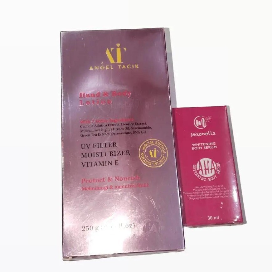 paket bundling angel tacik body lotion + aha misonells/ paket mencerahkan kulit angel tacik / skinca