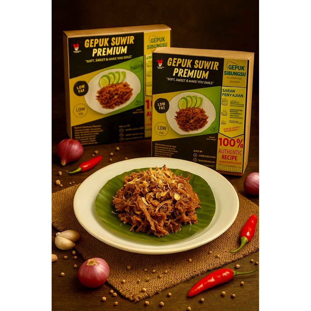 

Empal Gepuk Suwir Siap Saji/Empal Gepuk Suwir Khas Sunda/Gepuk Suwir Sibungsu/100 gr
