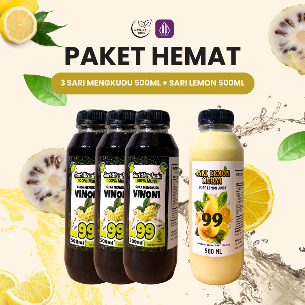 

BUNDLING 3+1 Sari Lemon Sari Mengkudu Asli 100% Original Tanpa Pengawet 500 ml