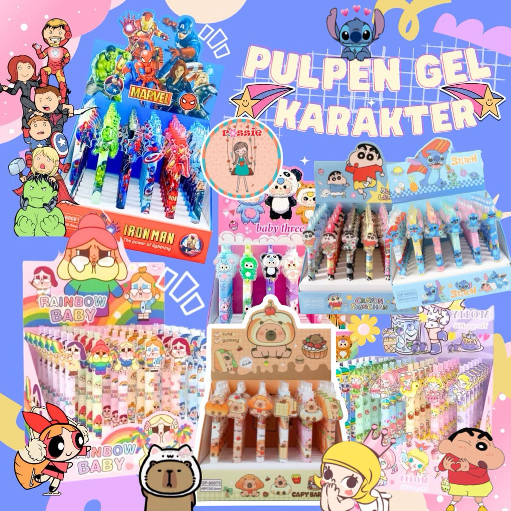 

Pen isi 6 Pulpen Gel Ketebalan 0.5mm Black Ink/Pen karakter baby three/Bolpen avanger/Bolpen Crybaby/Pen Molly/Pulpen lucu akrilik lucu/Bolpen gel karakter superhero sanrio/Pen akrilik capybara roblox panda/Bolpen capybara stich/Pen Shincan/Bolpen lucu