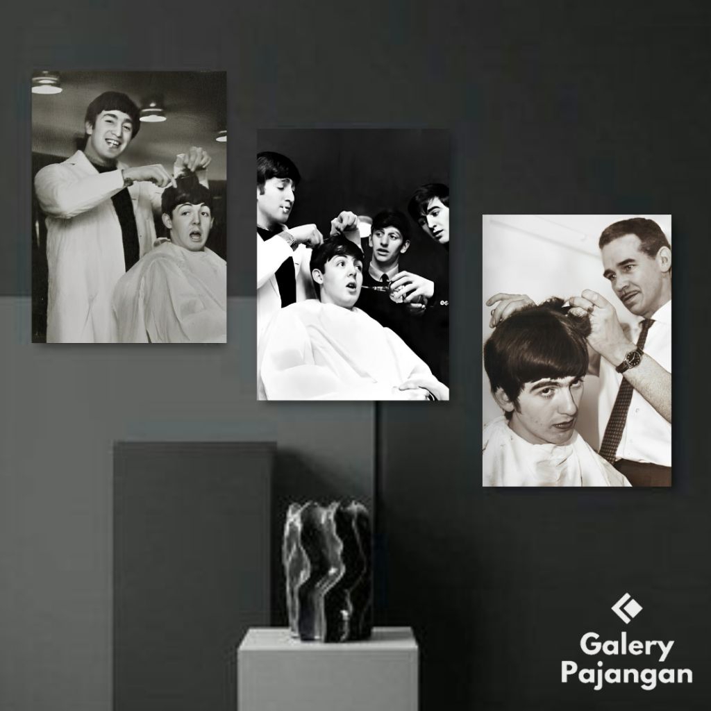 GPS - POSTER BARBERSHOP VINTAGE THE BEATLES MUHAMMAD ALI DAVID BECKAM POSTER KAYU PAJANGAN BARBERSHO