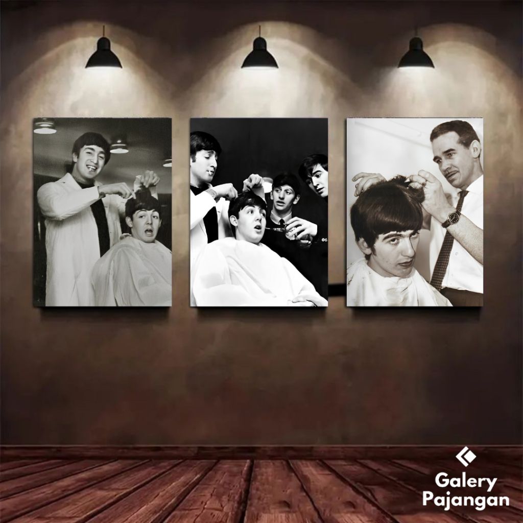 GPS - POSTER BARBERSHOP VINTAGE THE BEATLES MUHAMMAD ALI DAVID BECKAM POSTER KAYU PAJANGAN BARBERSHO