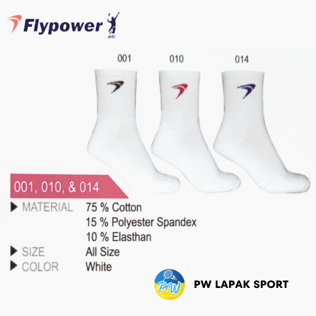 Flypower 001 010 014 - Kaos Kaki Badminton Original Flypower 100% Unisex Flypower