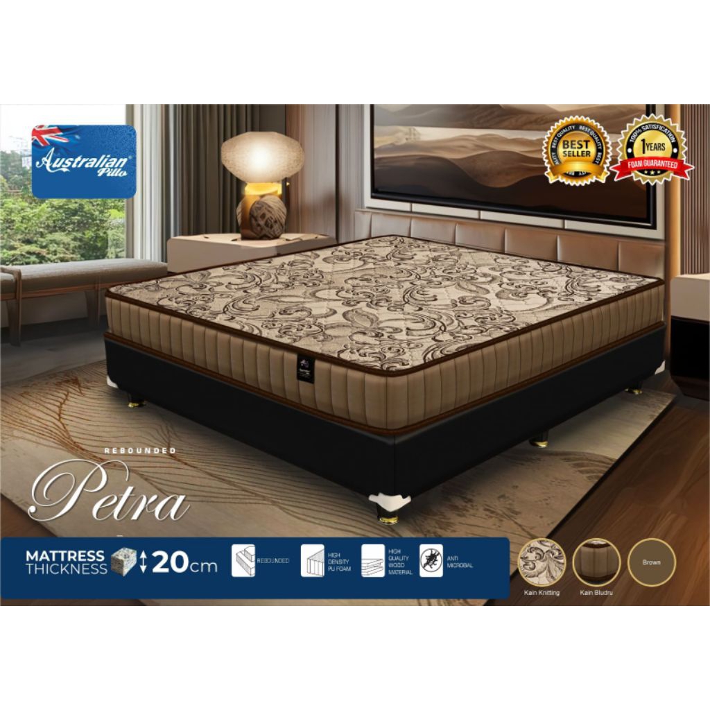 KASUR REBOUNBED BUSA AUSTRALIAN PETRA 150 X 190 | 180 X 200 TINGGI 20 CM