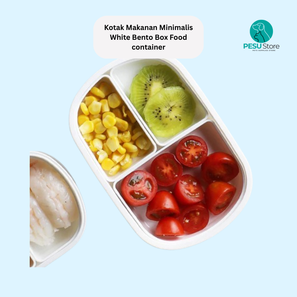 Kotak Makanan Minimalis White Bento Box | Food Container Sekat Sayur Nasi Stylish