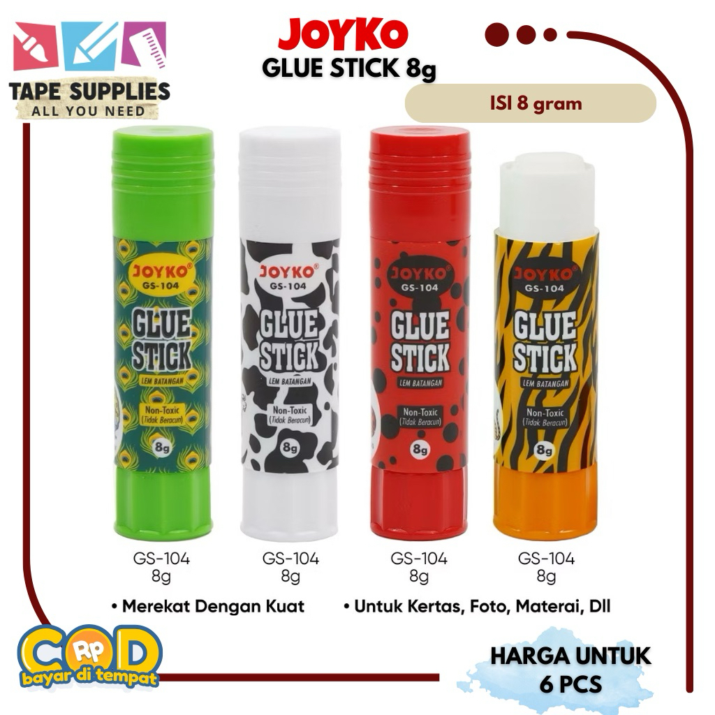 

(6 PCS) Glue Stick Lem Batang JOYKO GS-104 Glue Stick Anak Simple - Lem Anak Sekolah