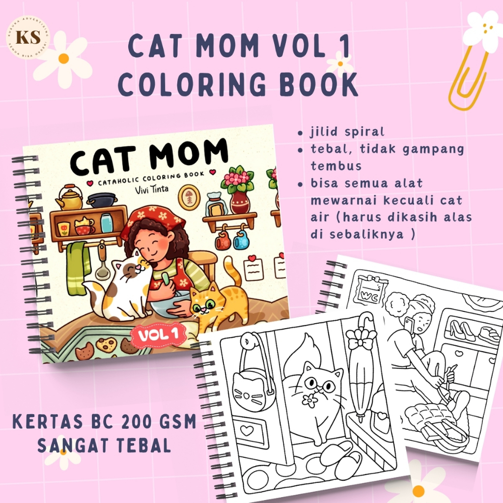 

CAT MOM VOL 1 Kertas BC 200 GSM Sangat Tebal Coloring Book for Adults and Kids