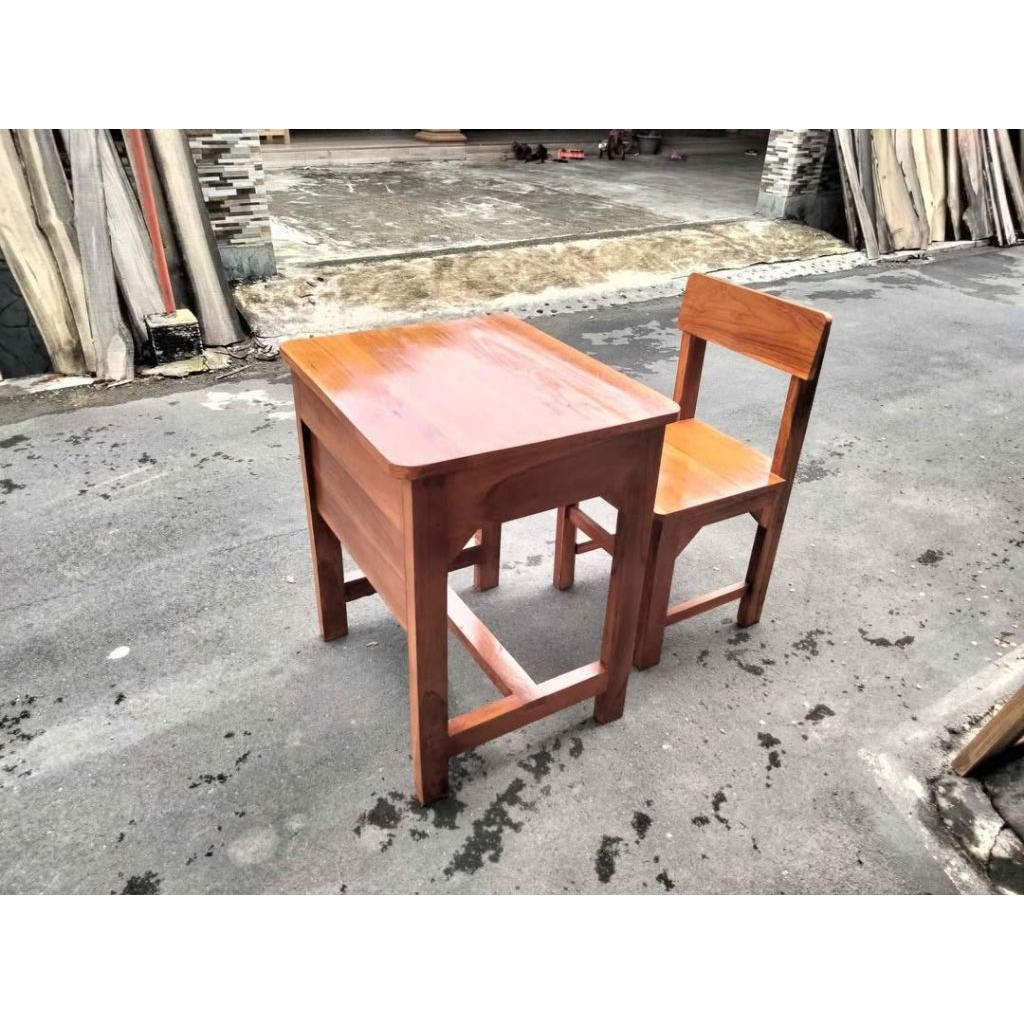 meja siswa sekolah single kursi jati mentahan