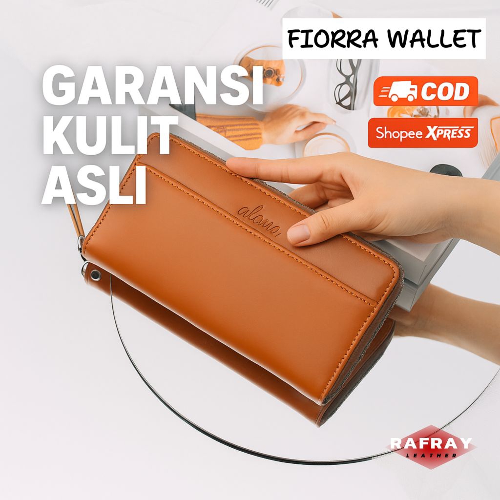 Dompet Wanita Kulit Asli Premium Panjang Dompet Branded Alona FIORRA Elegan