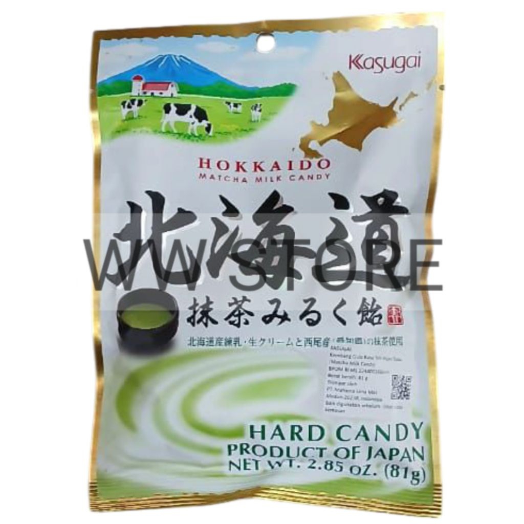 

Permen kembang gula keras rasa teh hijau susu Jepang Japan Kasugai HOKKAIDO MATCHA MILK HARD CANDY 81g