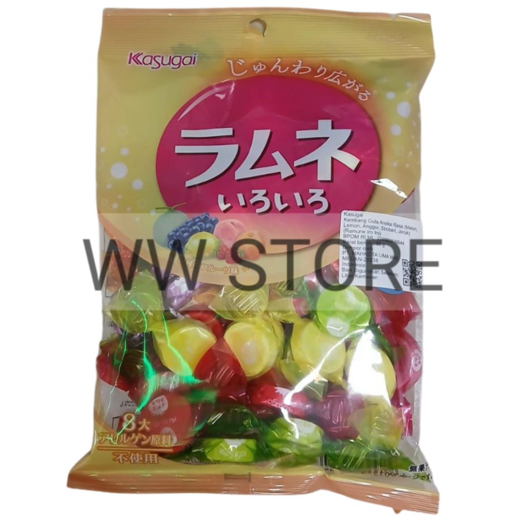 

Permen kembang gula aneka rasa buah melon lemon anggur stroberi jeruk Jepang Japan Kasugai Ramune Iro Iro 80g