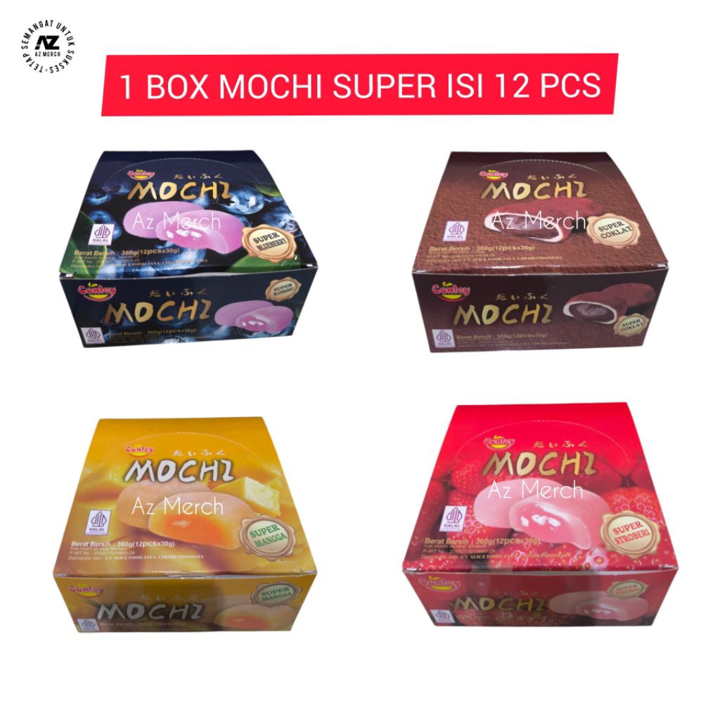 

Kue Mochi Super isi Selai Nikmat - 1 Box isi 12pcs Conley Mochi