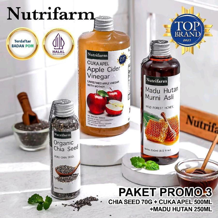 

PAKET PROMO NUTRIFARM CUKA APEL 500ML, MADU HUTAN 250ML, CHIA SEED 70GRAM UNTUK KESEHATAN