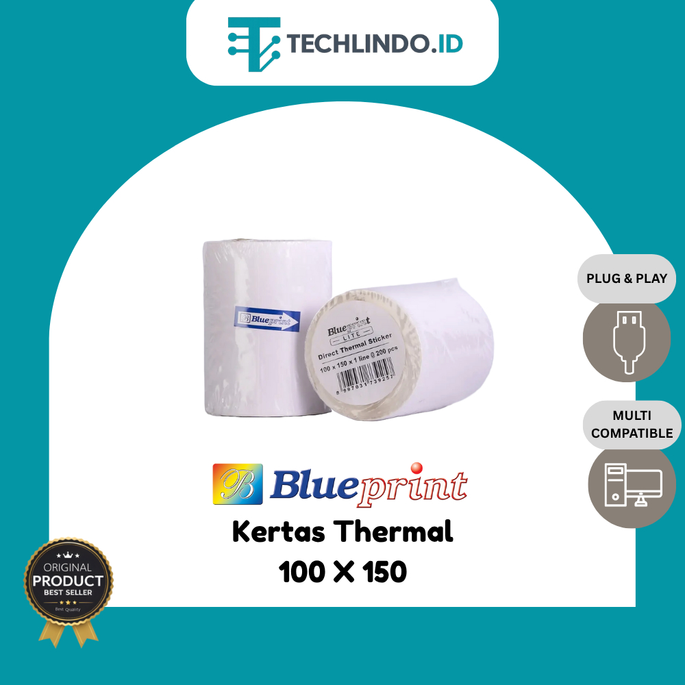 

Sticker Label Pengiriman / Kertas Thermal Label Blueprint 100x150 mm isi 200 dan 400 pcs. 100% ORIGINAL