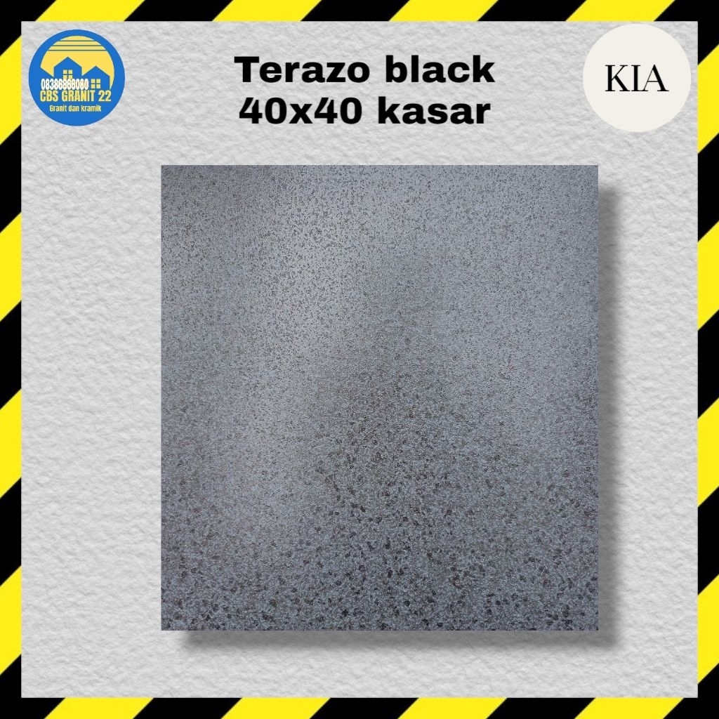 Keramik Lantai KIA 40x40 Terazo black – Motif Terrazzo black kasar / rustic