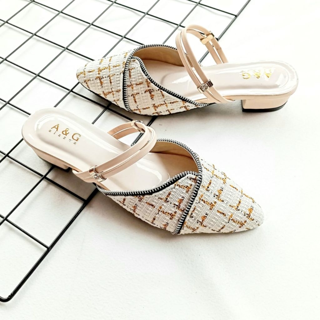 sandal selop pesta wanita seleting hak3cm sandal kondangan