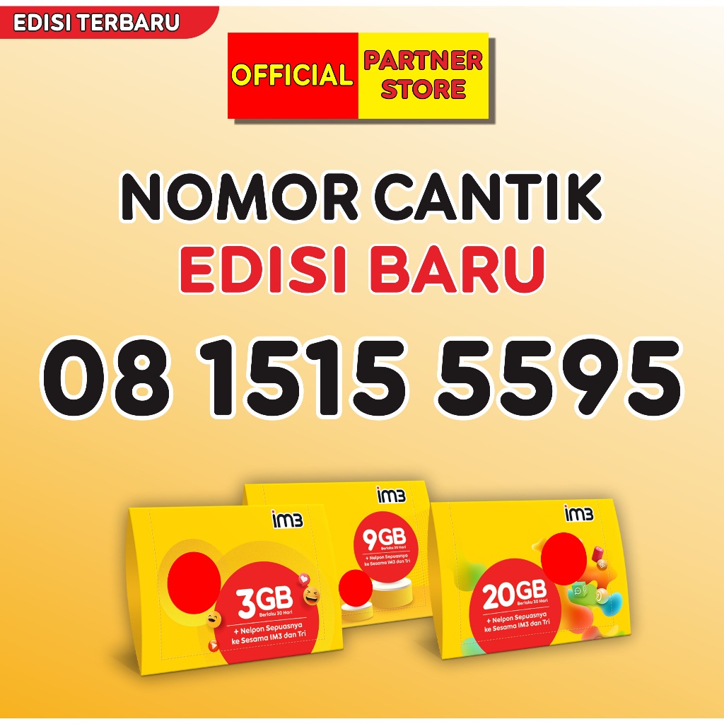 Kartu perdana Indosat Nomor Cantik & RAPIH Freedom Internet 4GB + Nelpon Seksiya Utama 30 Hari 18