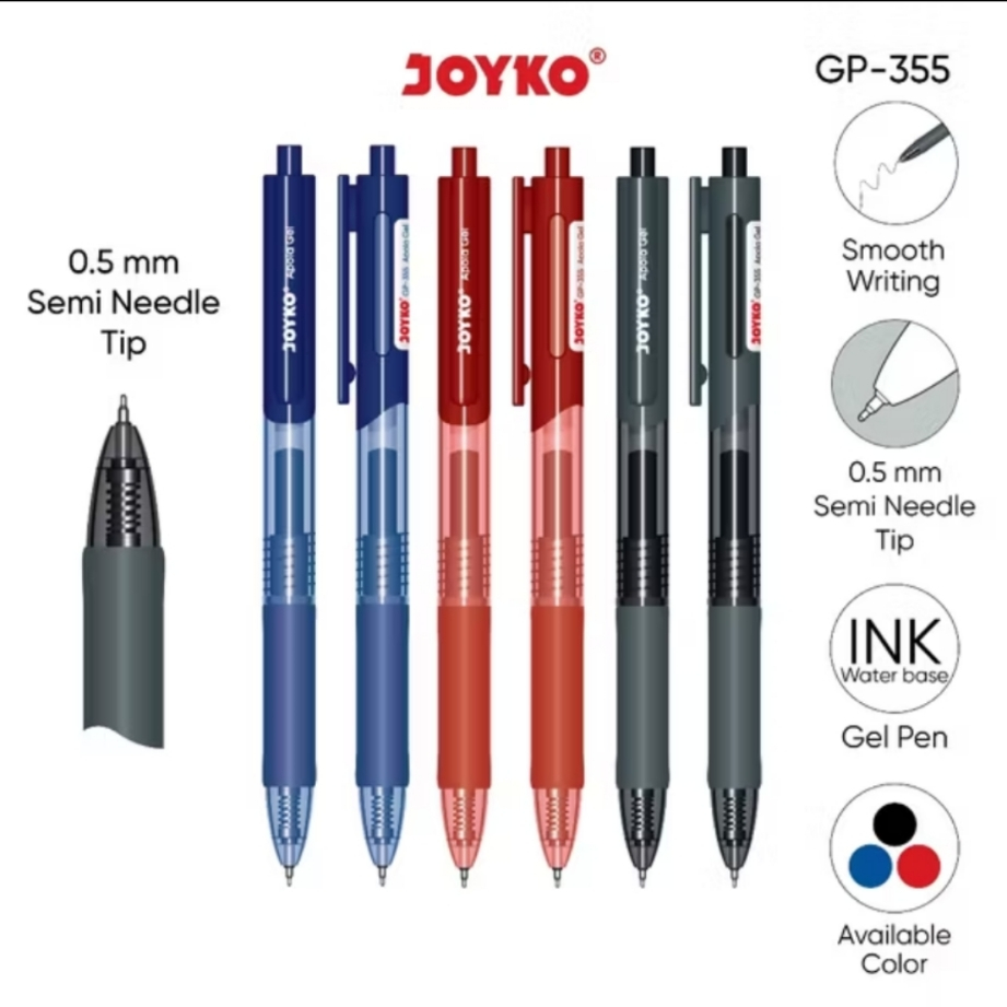 

Joyko Gel Pen 1 Box isi 12 Pcs Pulpen Pena GP-355 Apola Gel 0.5 mm