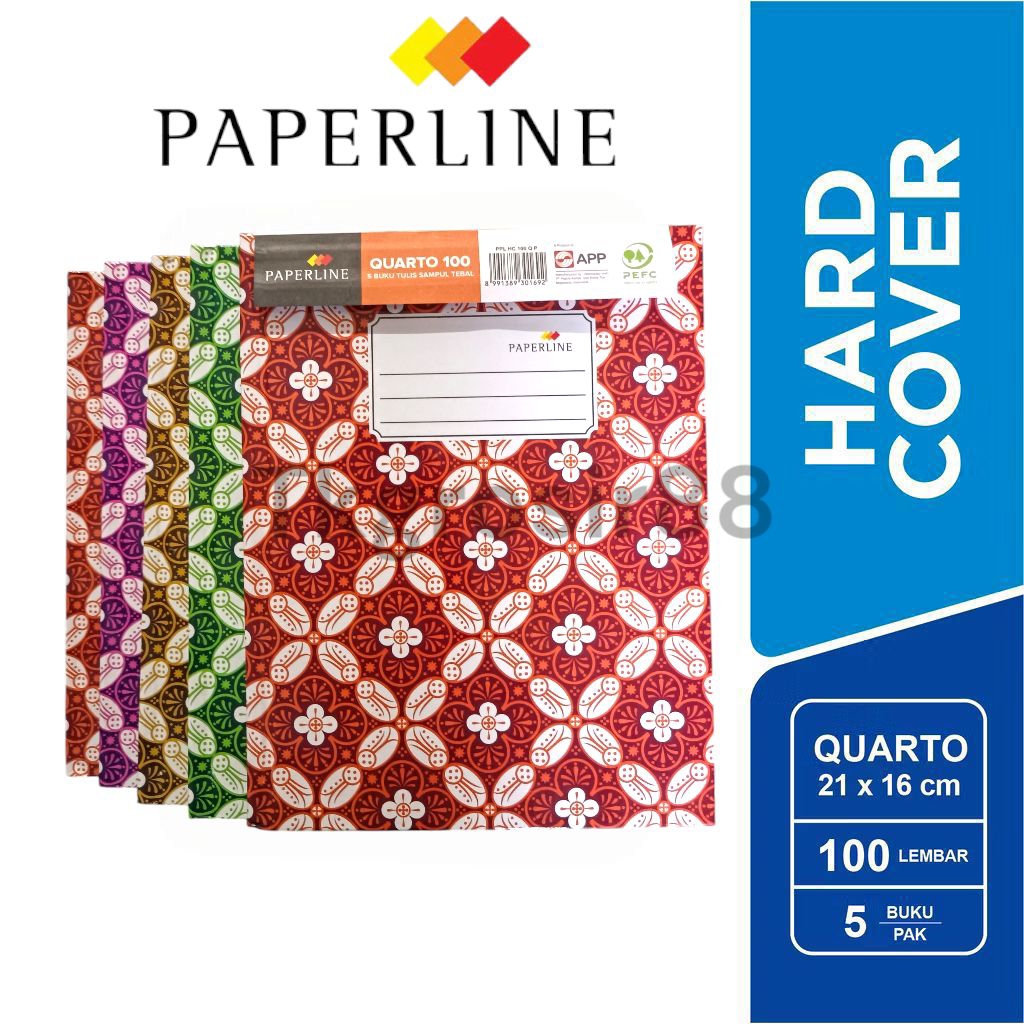 

Paperline Buku Tulis Sampul Tebal Kwarto 100 lembar - harga per pcs