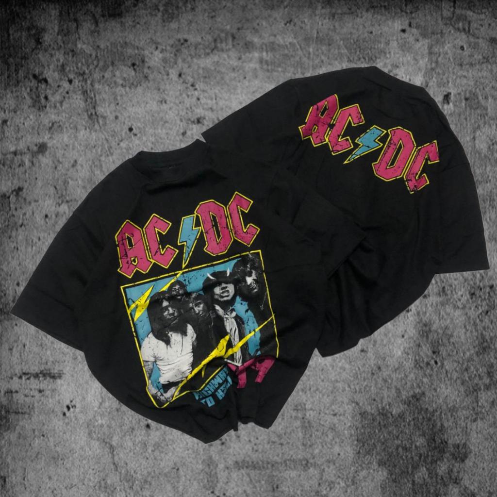 Baju Kaos Pull&Bear Oversize ACDC Highway To Hell 79 - T Shirt Band Vintage ACDC Oversized Black 24s