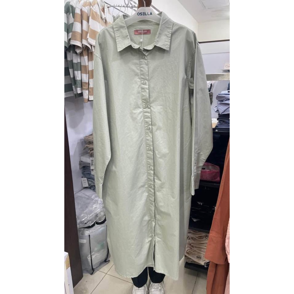 Osella Ivy Midi Dress With Collar 21575005 | Dress Lebaran Wanita Lengan Panjang