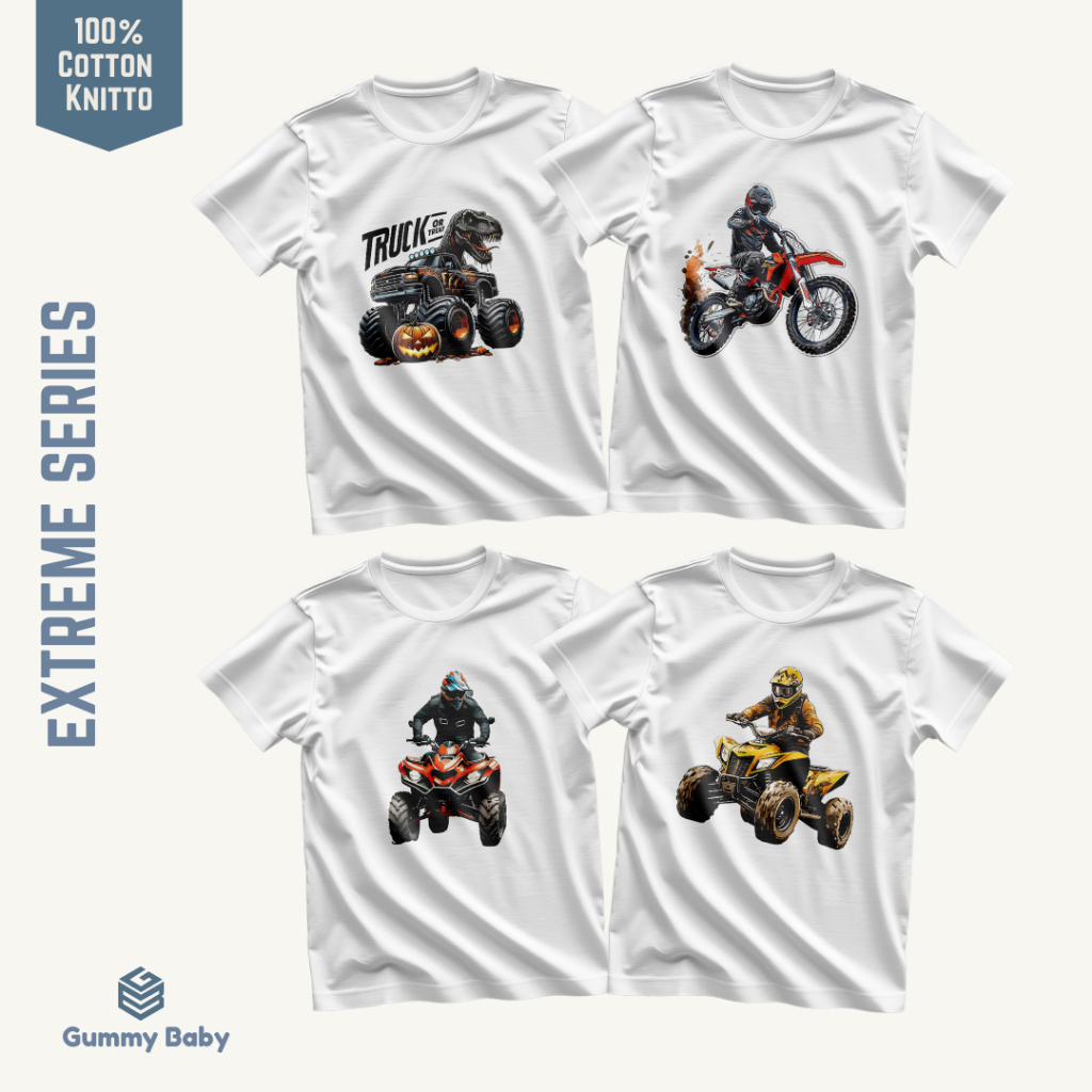 Gummy Baby Kaos Anak Laki-laki Gambar Monster Truck ATV Motor Cross Baju Distro Anak Premium