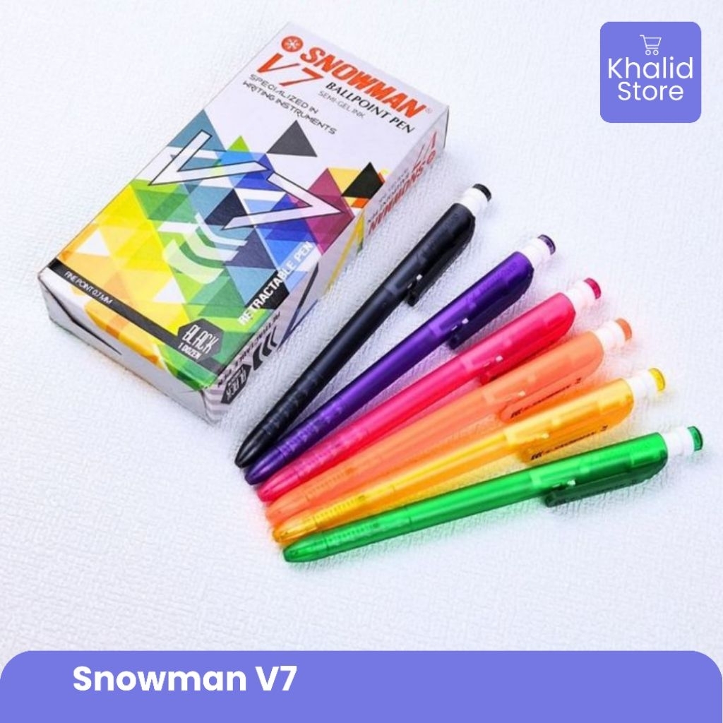 

Snowman V7 Ballpoint 0.7 mm | Pulpen Klik Tinta Hitam | Premium Quality | 1 Pack Isi 12