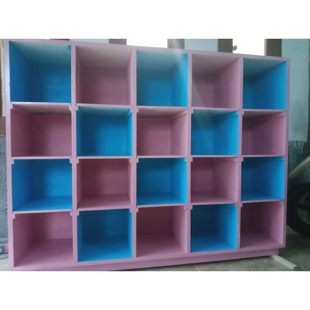 lemari murid loker siswa 20 kotak anak Tk paud sd smp finishing cat warna warni penyimpanan buku dan
