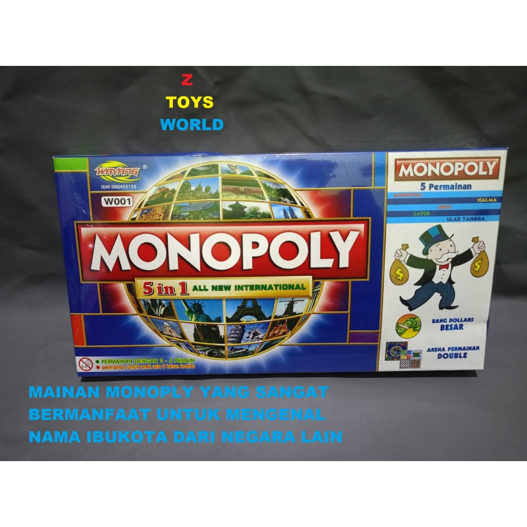Besar Monopoly 5 in 1 Board Game Monopoli 5in1 Catur Ular Tangga Ludo Halma Murah Bagus Set Kado