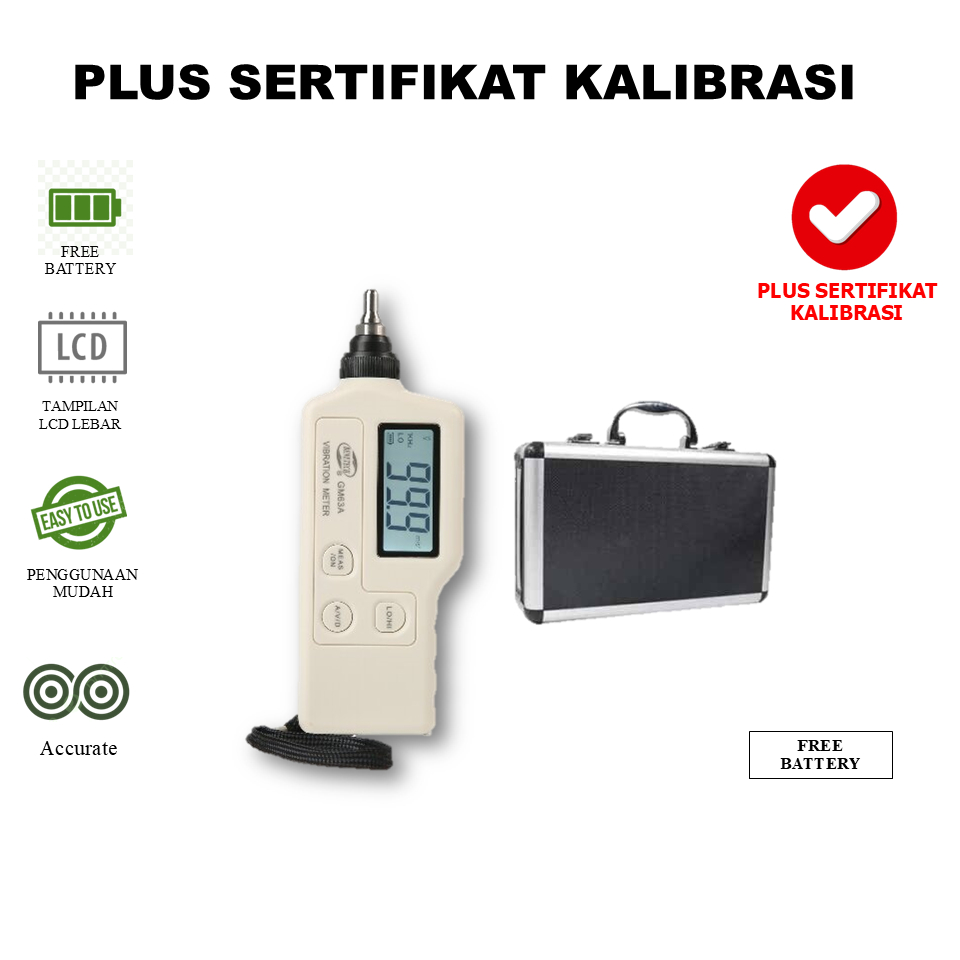 Vibration Meter Benetech GM 63 A Pengukur Getaran Plus Sertifikat Kalibrasi