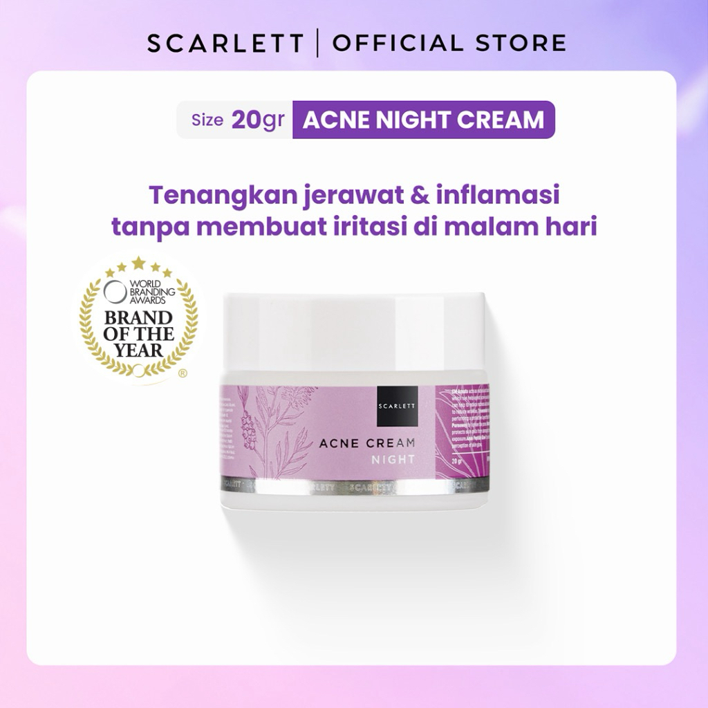 Scarlett Cream Acne Night Whitening Cream acne malam