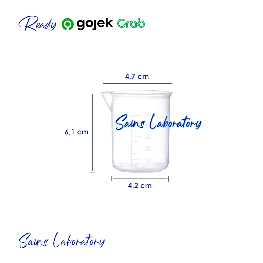 Gelas Beaker Plastik 50 ml Gelas Ukur Plastik Gelas Takar Plastik Measuring Cup Plastic 50 ml