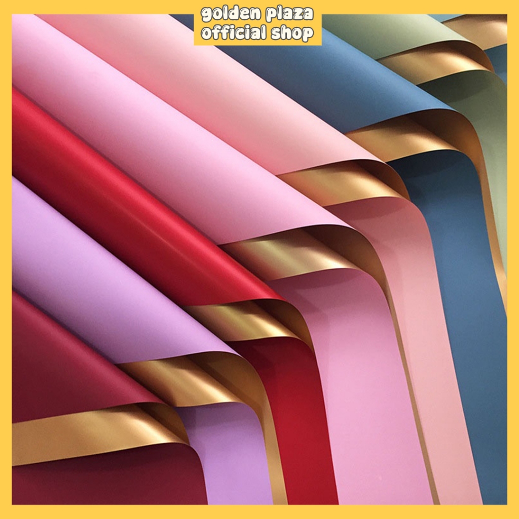 

Kertas Bunga Buket Flower Wrapping Cellophane Gold Dua Warna BI Color Waterproof KB02