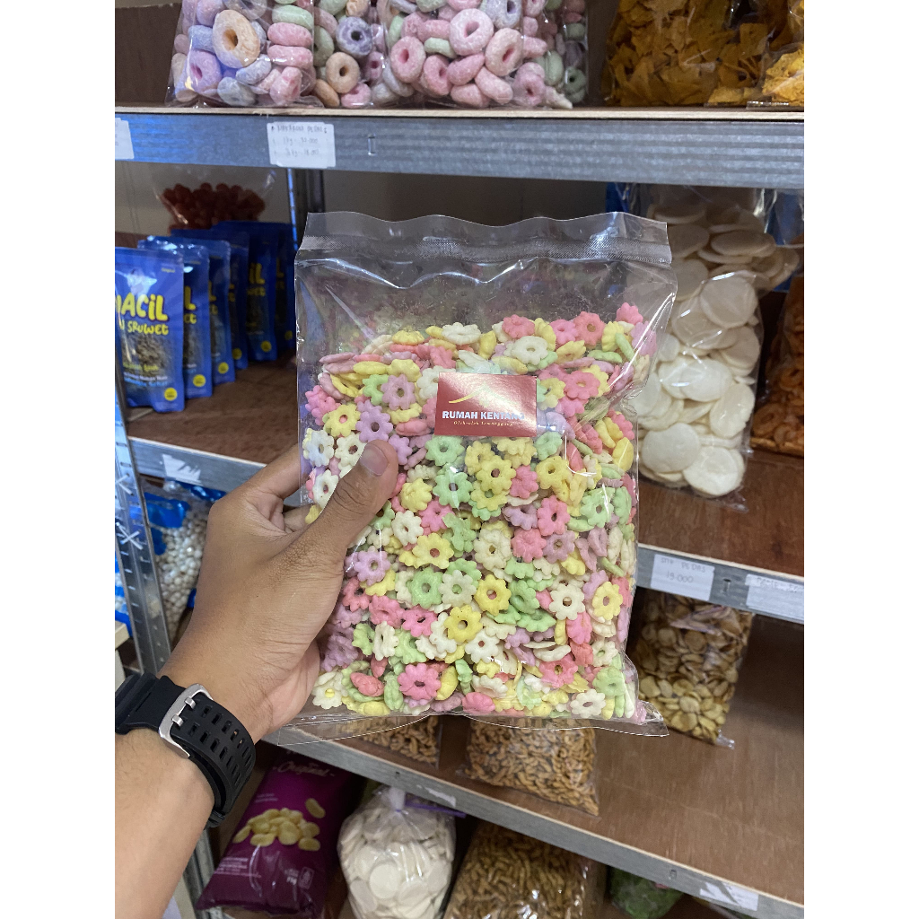 Murah jajan  riri kiloan ajisan 500g ajisan sakura ajisan snack sakura warna warni asin gurih ajisan