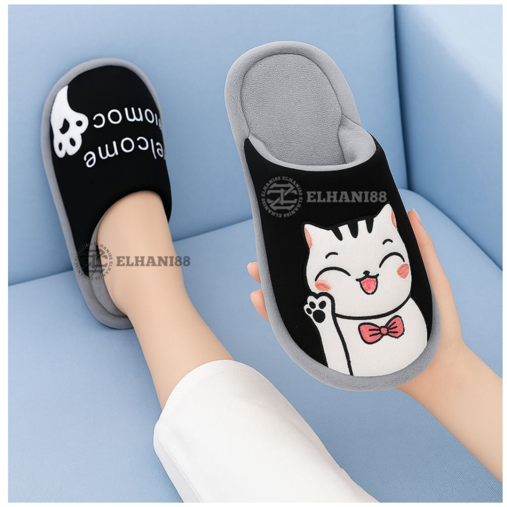 INDOFARD  Sandal Selop Bulu KUCING / Sandal Hotel / Rumah Wanita