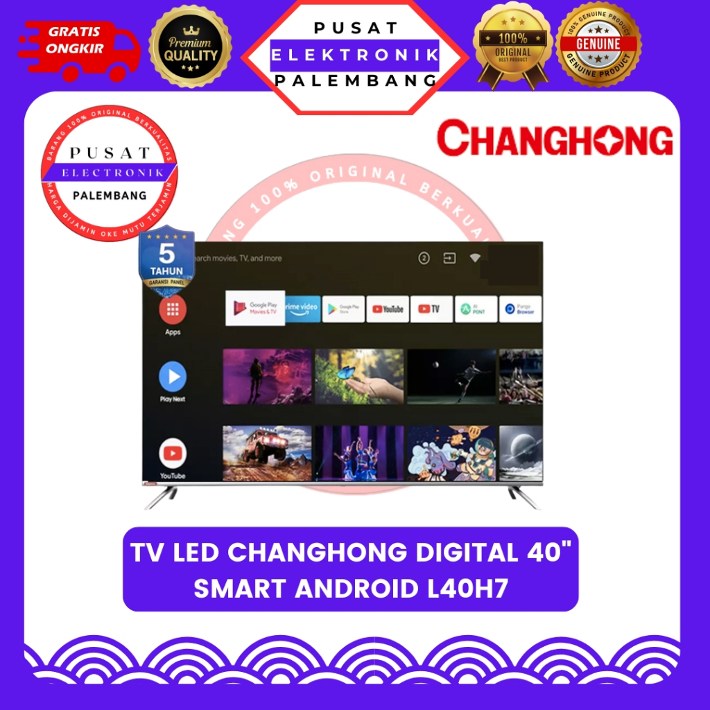 TV SMART ANDROID DIGITAL 40 INCH CHANGHONG L40H7 SMART ANDROID 40" PALEMBANG