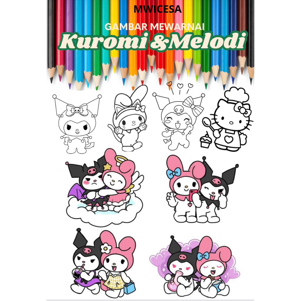 

20 KERTAS GAMBAR KUROMI MEWARNAI KERTAS A4