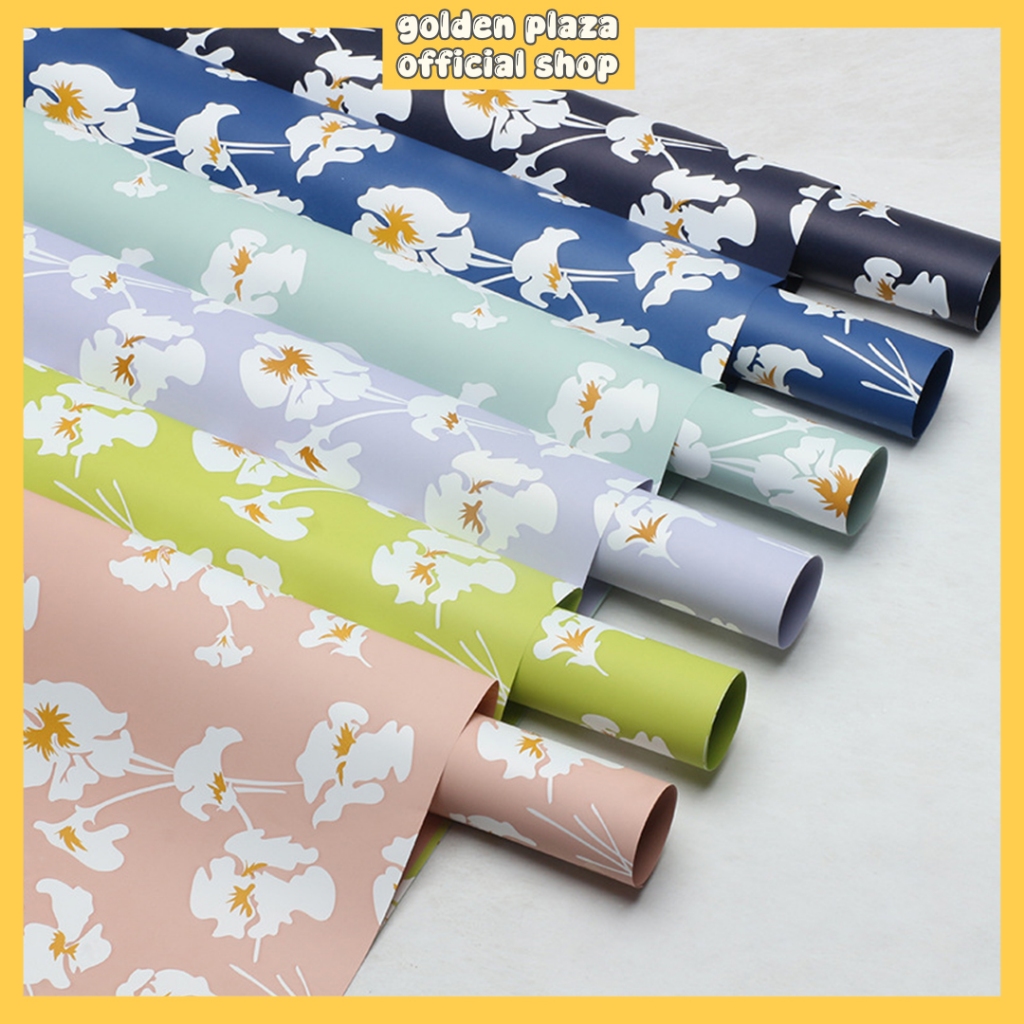 

(20 LEMBAR) Flower Wrapping Cellophane Paper Motif Bunga Daisy Putih Twotone Kertas Buket Bunga KB6163