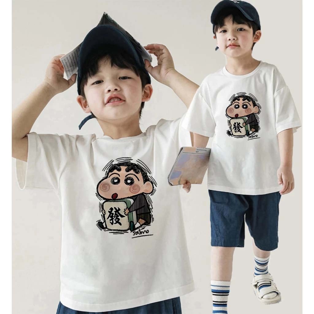 JiOJiO Korea Style Putih Cocobaby T Shirt Cotton Kaos Atasan Anak Laki-laki Perempuan | Crayon Shin-
