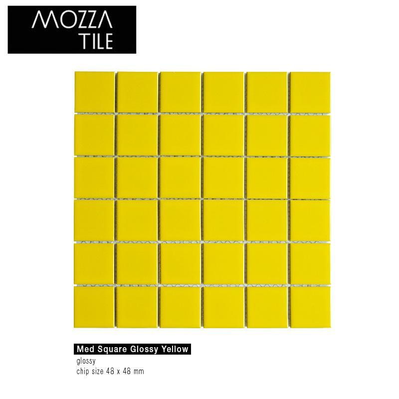 Mozza Tile - Mosaic Dinding Kitchen Set Aesthetic Type Med Square Glossy Yellow 30x30 Cm