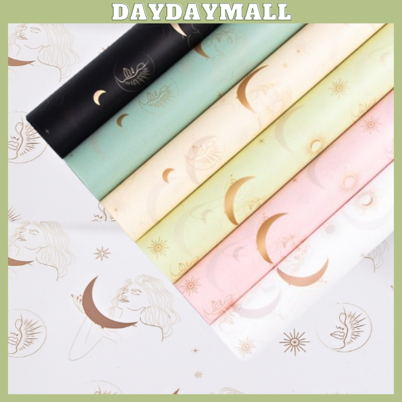 

20 LEMBAR Kertas Buket Motif Bulan Moon Flower Wrapping Cellophane Florist 6095