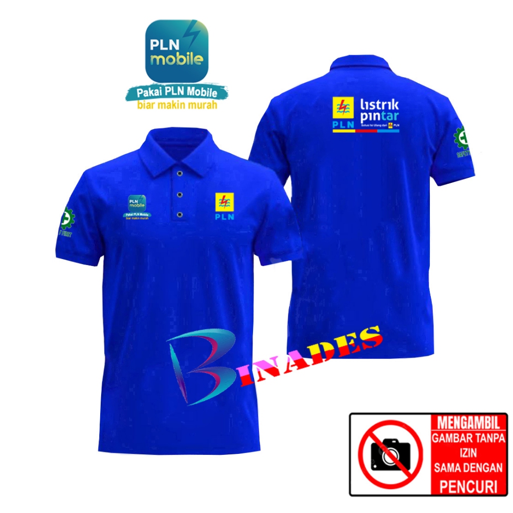 Jual Kaos baju Kerah Model Tshirts Kerah PLN PINTAR - PLN MOBILE - Pakai PLN Mobile - biar makin mur
