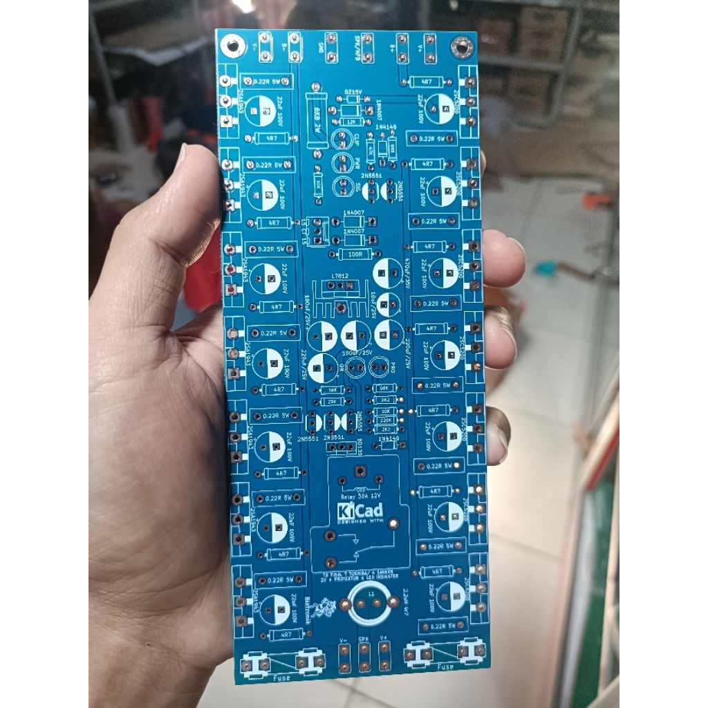 PCB tr final 2U Toshiba 7 set Toshiba/4 set Sanken lengkap protector speaker dan led indikator/pcb t