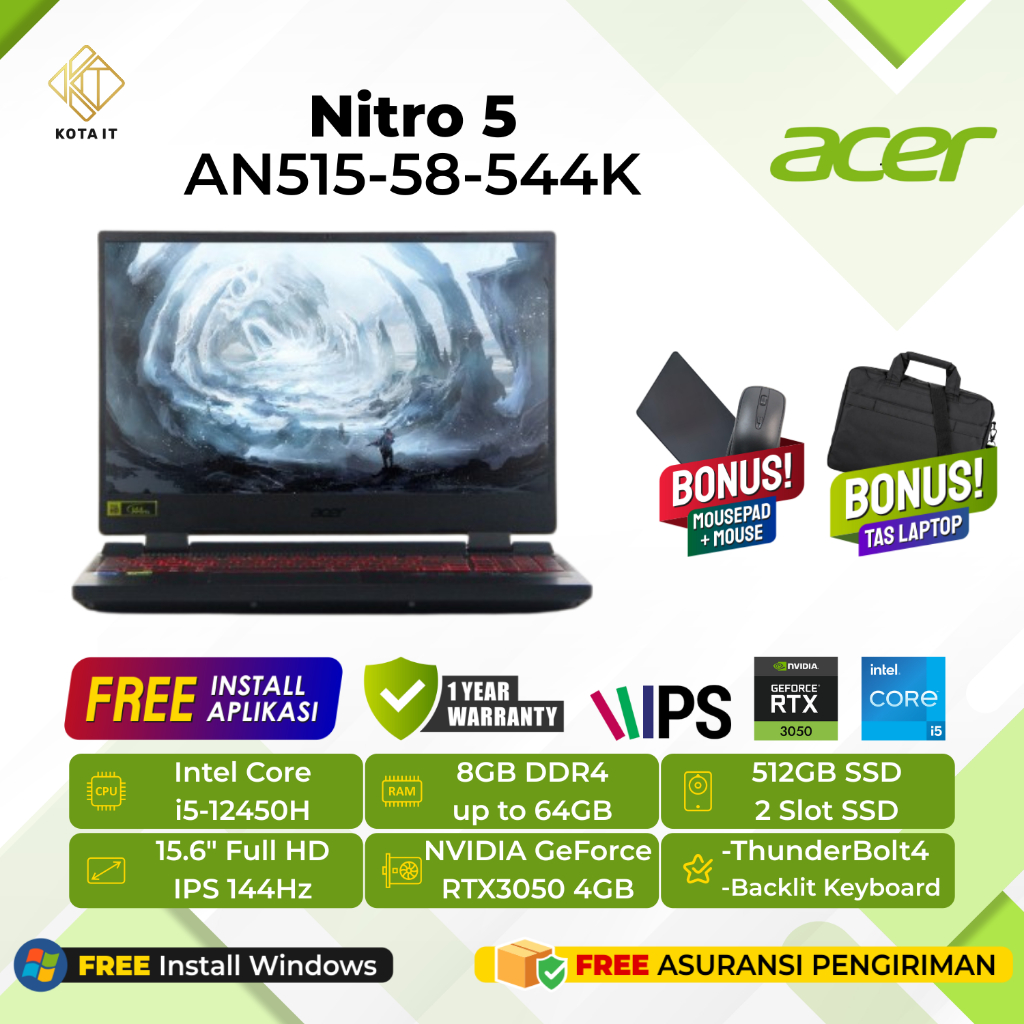LAPTOP GAMING RTX 3050 LAPTOP Acer Nitro 5 AN515 - 544K