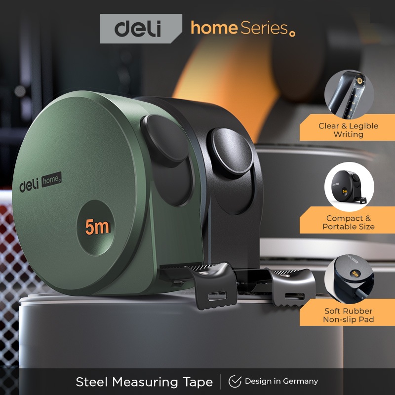 Deli Tools Meteran Tukang Besi / Measuring Tape 3 5 Meter Green