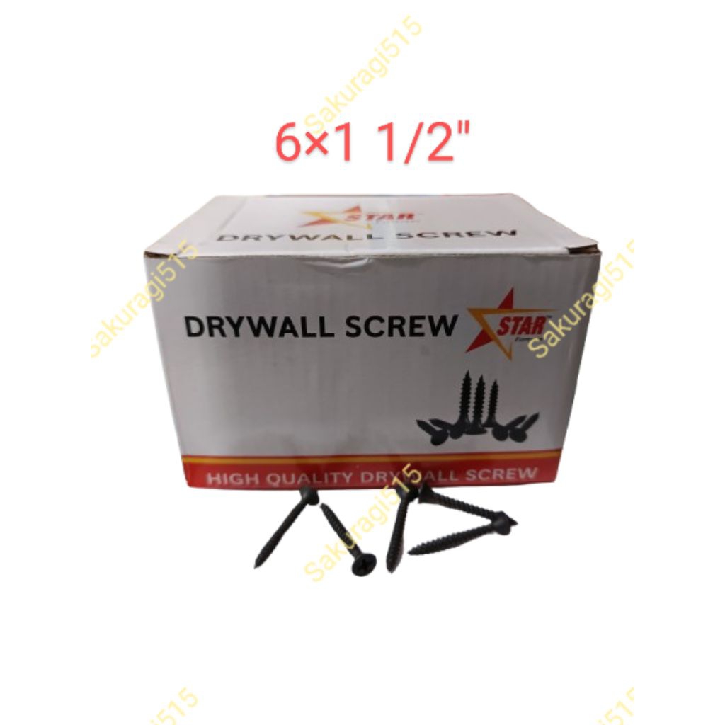 Sekrup Gypsum 6×1 1/2" Star Fasteners Drywall Screw