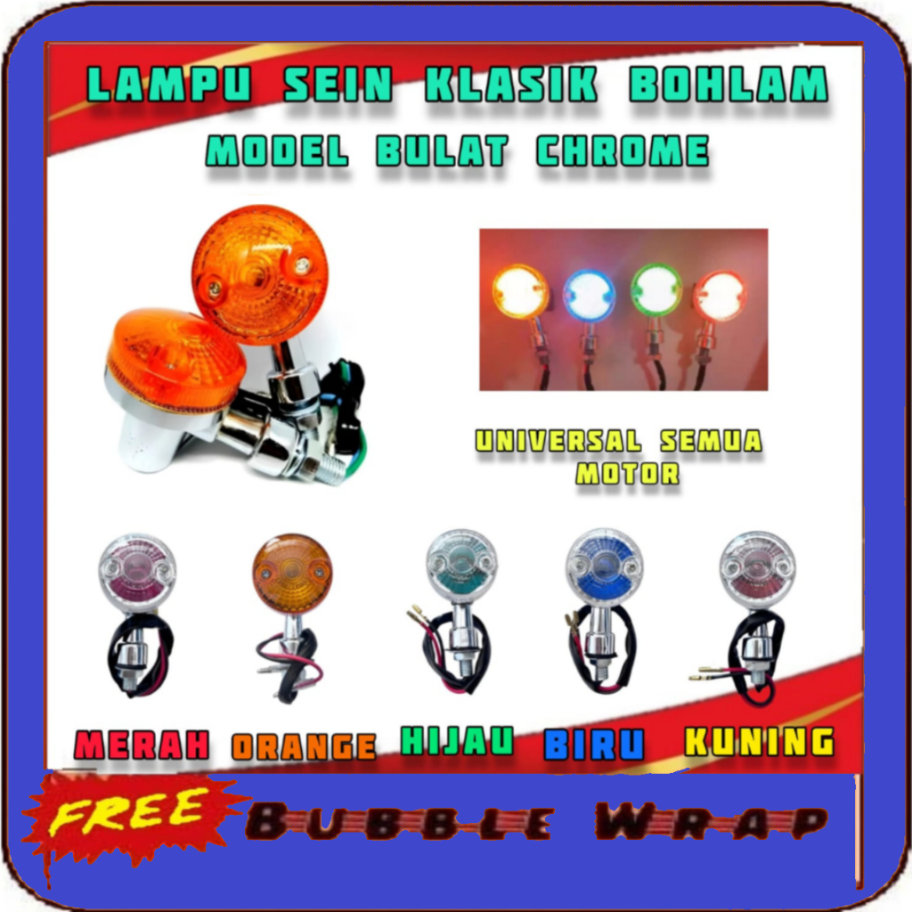Lampu Sen motor Klasik sen classic Bulat Bohlam Sein Crome