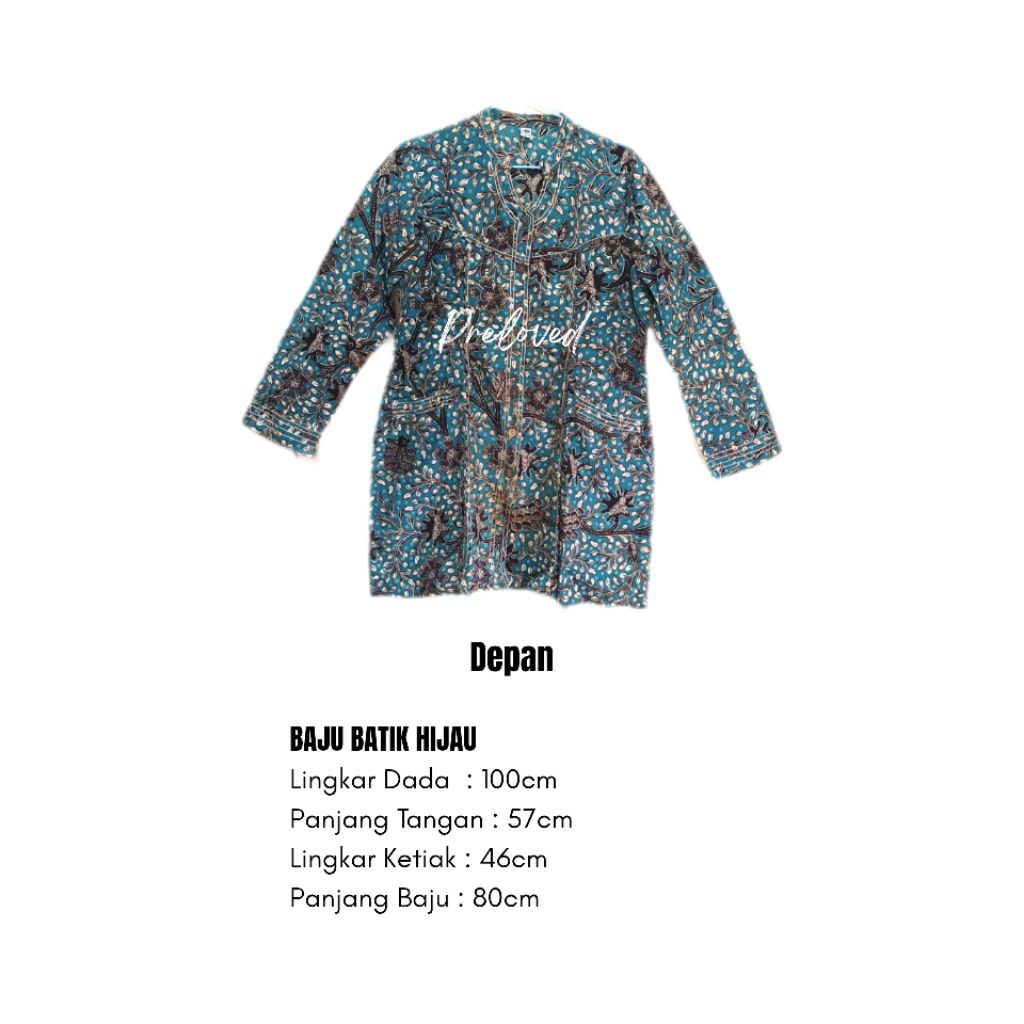 PRELOVED BAJU BATIK HIJAU/BAJU TUNIK WANITA