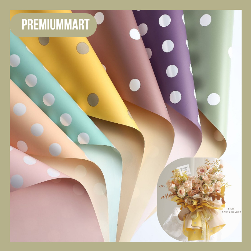 Flower Wrapping Paper Motif Polkadot Cellophane Cantik KB042