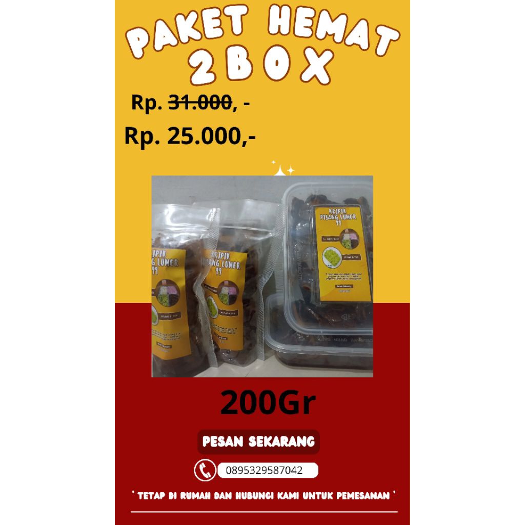 

Paket Bundling 2box Kripik Pisang 200Gr